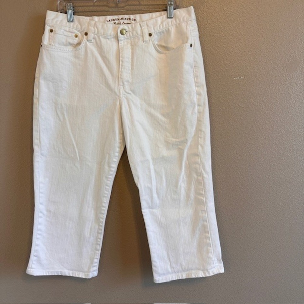 Lauren Jeans Co. Ralph Lauren Women's White Classic Midcalf Crop Jeans 12